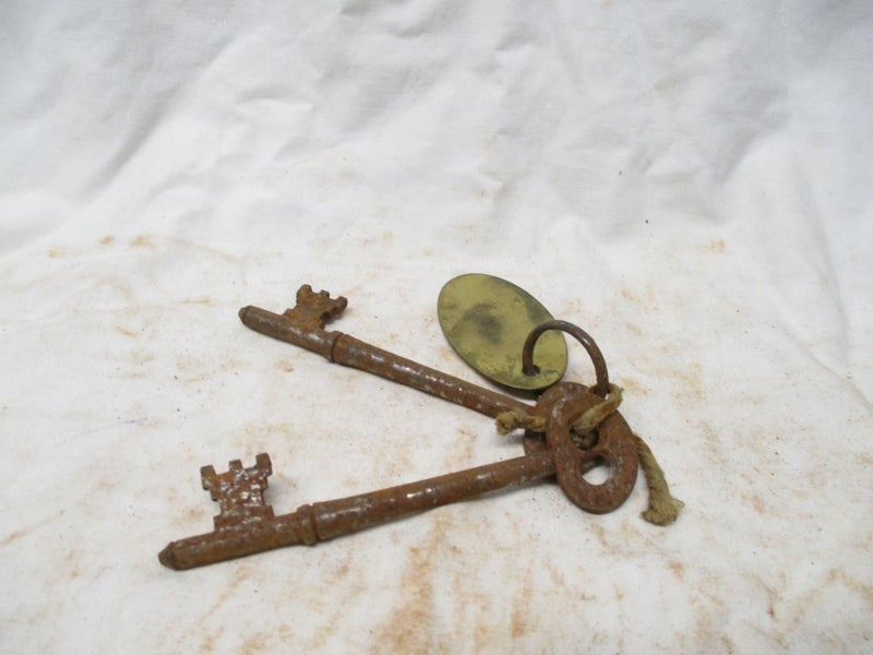KEY 6647 - 2 Keys on Keyring - Old English/French - Military Carousel 3