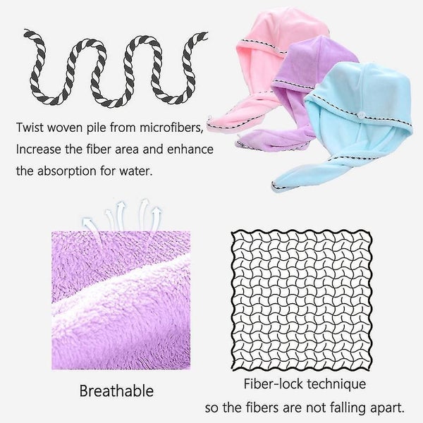Hair Towel Wrap Microfiber Quick Drying Hair Towels Bath Dryer Caps Bath Hair Carousel 2