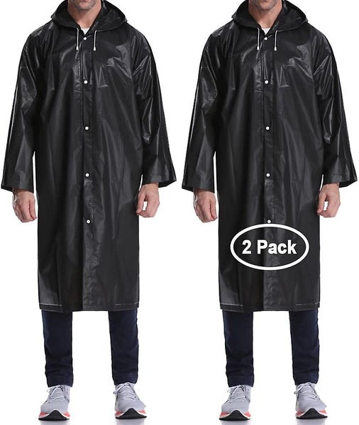 2pcs Hooded Rain Poncho Eva Waterproof Translucent Rain Cape Raincoat Unisex Carousel 1