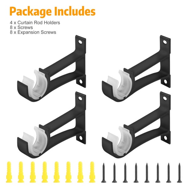 4pcs Curtain Rod Holders, Curved Shower Curtain Rod Holders Wall Ceiling Mo Carousel 9