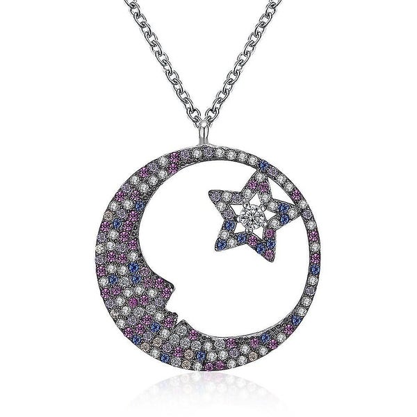Moon Star Zircon Fashion Trend Women's Sterling Silver Necklace Svn131 Carousel 1