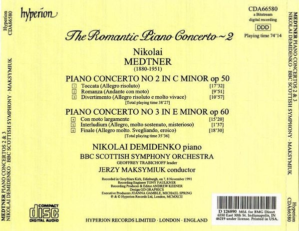 Medtner - Nikolai Demidenko, Maksymiuk – Piano Concerto No 2 / No 3 /;Hyperion Carousel 2