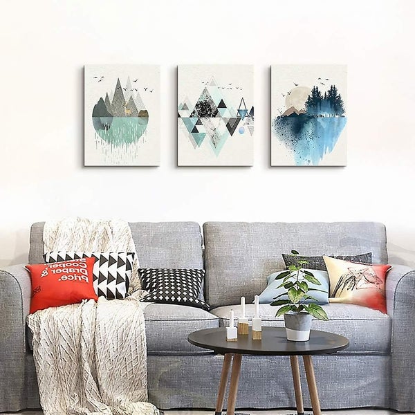 Daytime Abstract Mountain Canvas Prints Wall Art Painting Abstract Geometric W Carousel 5