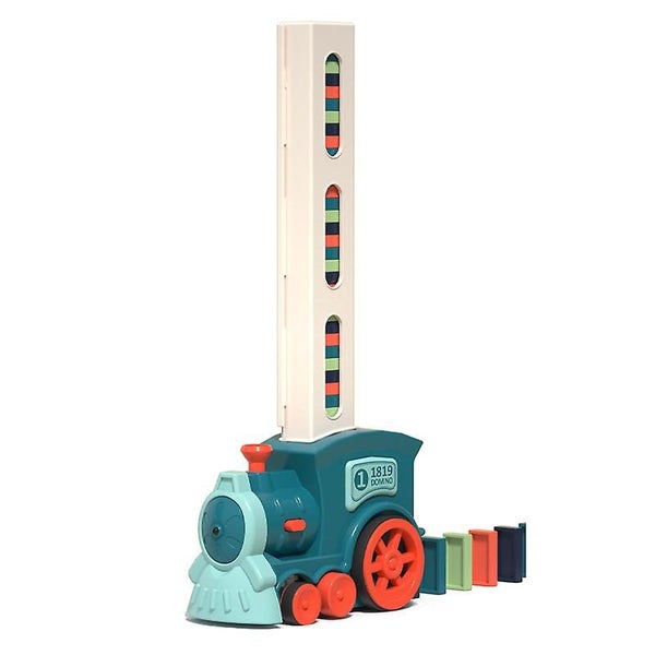 Domino Toy 60 Piece Electric Automatic Domino Train Building Blocks Set Multi- Carousel 1