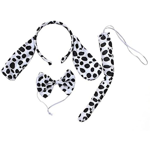 Kids Dalmatian Dog Costume Set Performance Accessories Dog Ears Headband Bowti Carousel 3