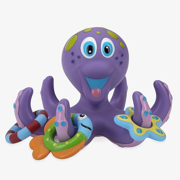 Nuby Purple Floating Octopus Bathing Toy With 3 Hoopla Rings Interactive Bath Carousel 5
