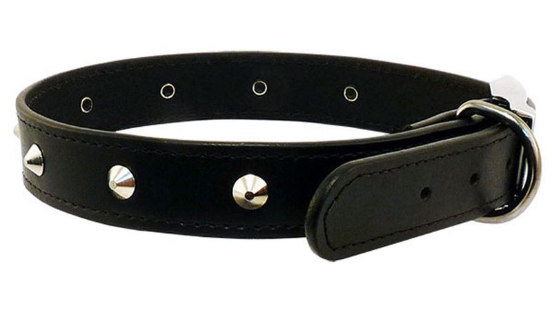 DELUXE LEATHER DOG COLLAR STUDS SMALL 40CM BLACK Carousel 1