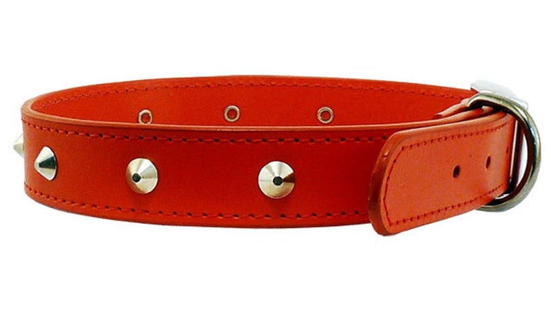 DELUXE LEATHER DOG COLLAR STUDS XL 65CM RED Carousel 1