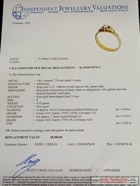 Handmade 18ct Rose Gold 0.50ct TDW Heart Diamond Dress Ring $8,500 Carousel 6