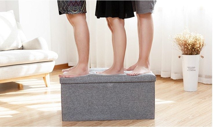 Ottoman Storage Foot Stool Box Bench Fabric 90x40x40CM Folding Ottoman Carousel 2