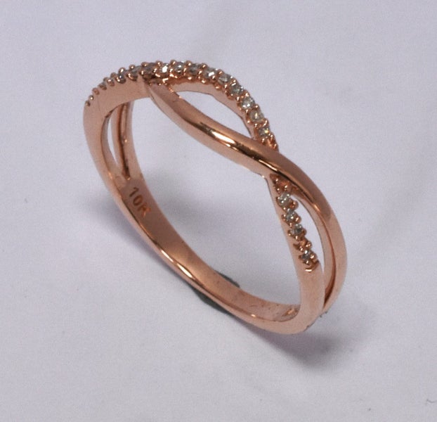$900 10ct Rose Gold Diamond Dress Ring TCW 0.09ct!! Size N½ - 173099 Carousel 1