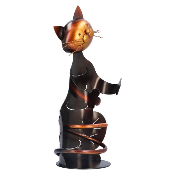 animal metal figurines cat shape ornaments cat statue metal sculpture for Carousel 1