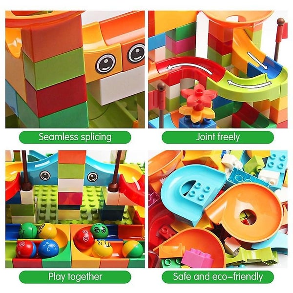 77 231 308pcs Marble Race Run Big Block Building Blocks Set Funnel Slide Block Carousel 2