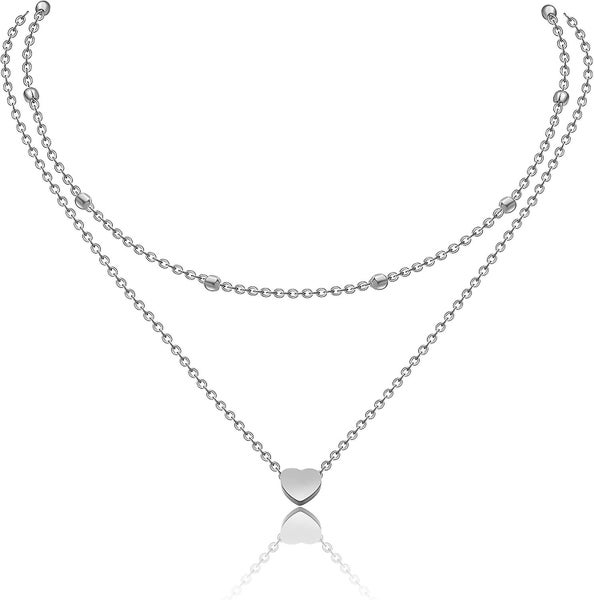 Women's Layered Chain Silver/rose Gold/gold Multilayer Necklace Double Chain For Carousel 1