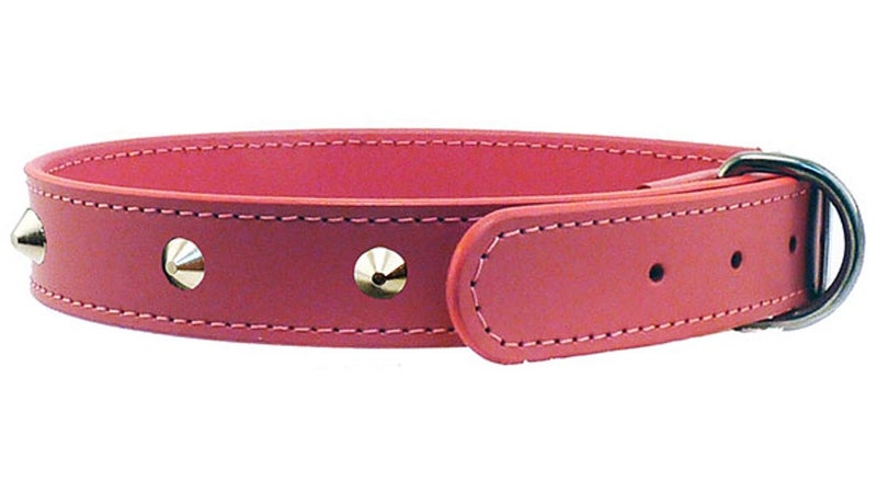 DELUXE LEATHER DOG COLLAR STUDS MEDIUM 50CM PINK Carousel 1