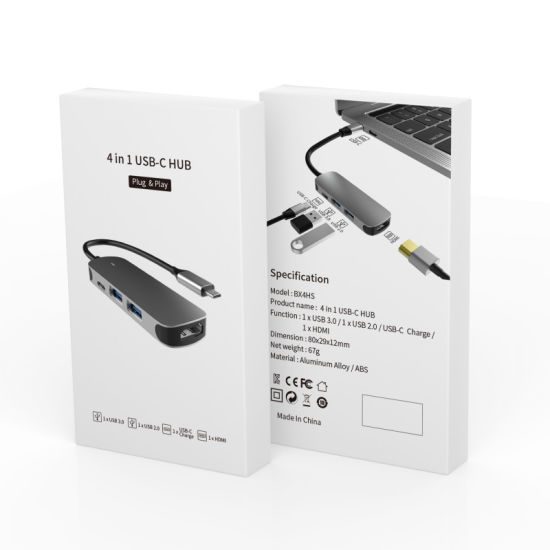 USB-C Hub 4 in 1 USB2.0 USB3.0 Type-C HDMI 4K ABS Aluminum Alloy Portable USB Hu Carousel 2
