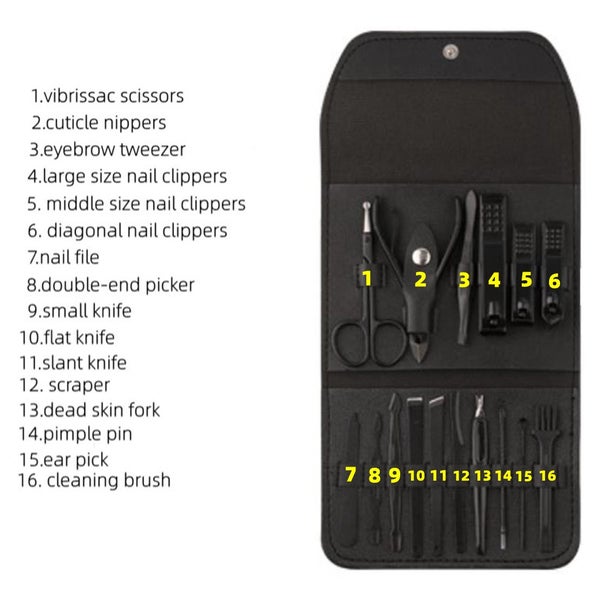16PCs Nail Clippers Set 16PCS Clippers Tweezers Cuticle kit Personal Beauty Care Carousel 2