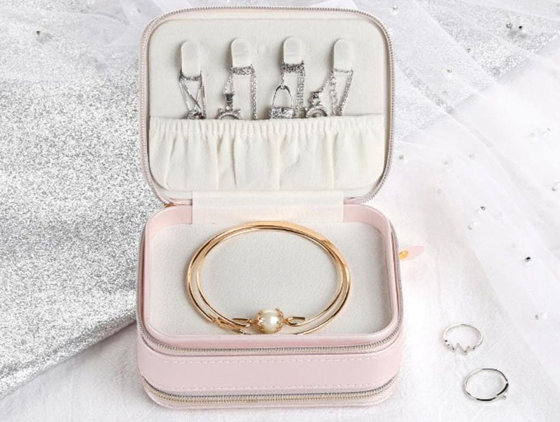 Jewelry Box & Organizer, Double-deck Portable Necklace Earring Ring Lipstick Sto Carousel 1