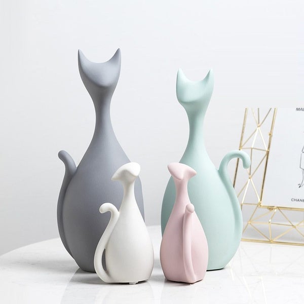 Handmade Pottery Cats Set630037956248331123