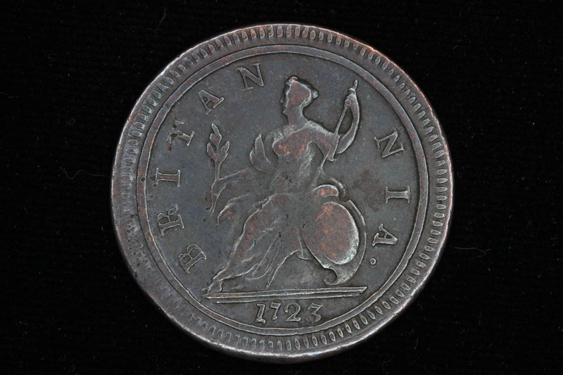 1723 George I Great Britain Half Penny COIN - gF Carousel 1