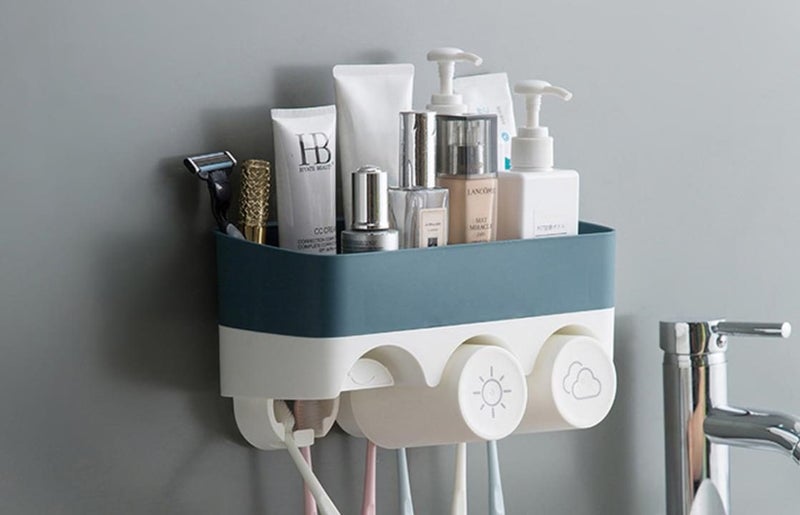 3 Cups Wall Mounted Toothbrush Holder Set Multi-function Toothbrush Holder Carousel 2