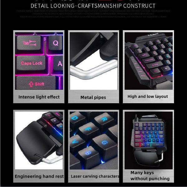 Wired Gaming Keyboard Single Hand Operation Mechanical Keyboard with Backlight 3 Carousel 2