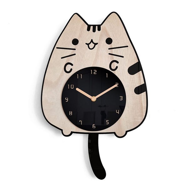 Wall Clock Cartoon wall clock children's room wall clock Cute cat wall clock Carousel 1
