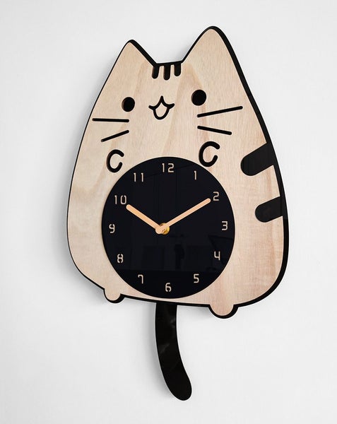 Wall Clock Cartoon wall clock children's room wall clock Cute cat wall clock Carousel 2