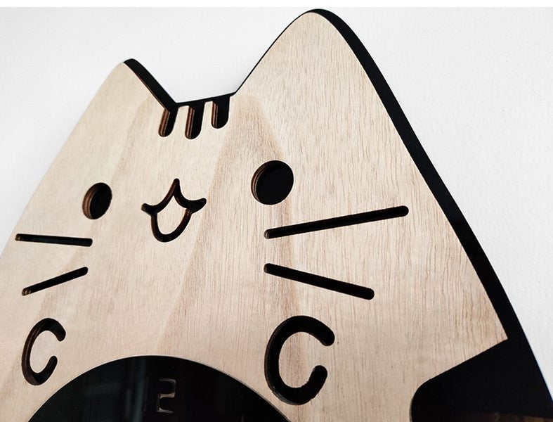 Wall Clock Cartoon wall clock children's room wall clock Cute cat wall clock Carousel 4