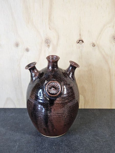 Quintessential 1960's Jack Laird Pottery 3 Stem Vase. Signed. A Collectors Piece Carousel 1