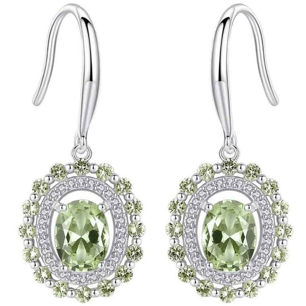 925 Sterling Silver Crystal Earrings "Cannes" (Green) Carousel 1