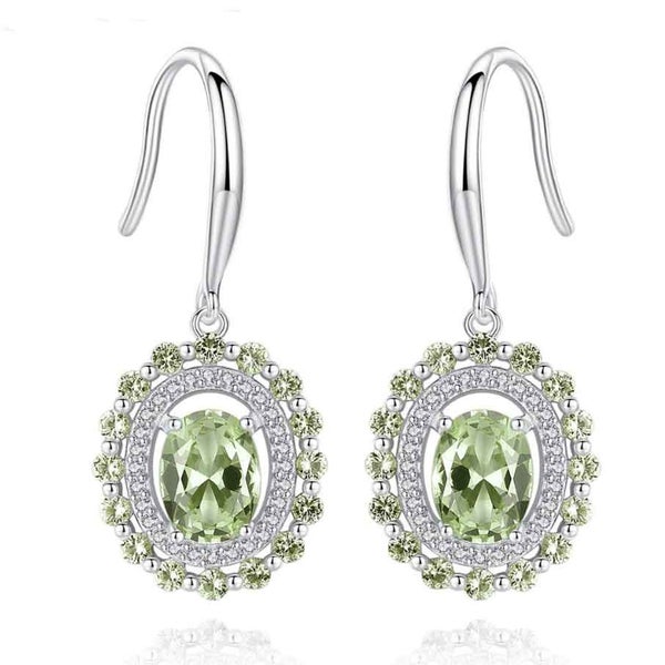 925 Sterling Silver Crystal Earrings "Cannes" (Green) Carousel 2
