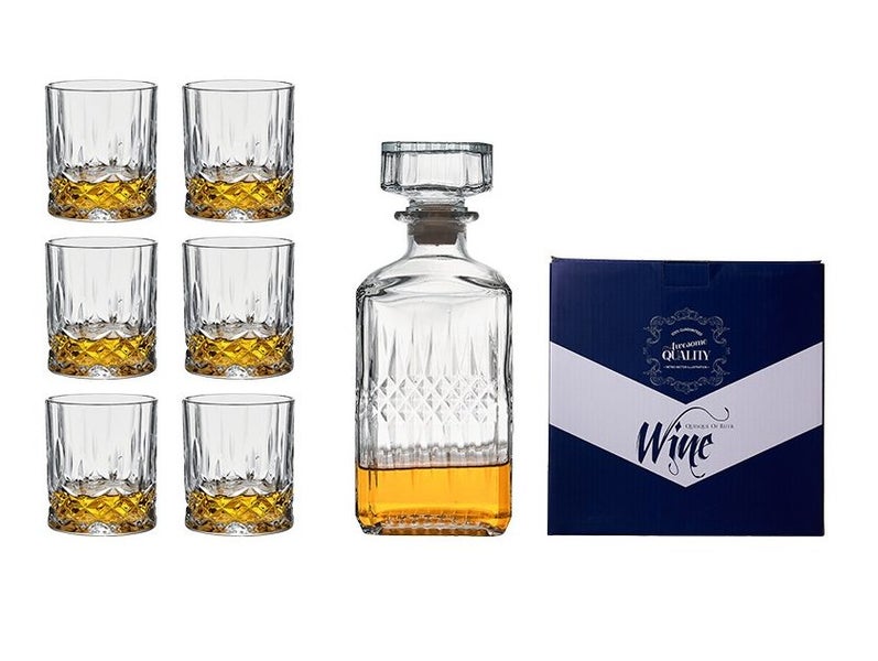 Whiskey Glass 7pcs Set Wine Bottle Glass Set Whiskey Decanter and Wine Glass Ele Carousel 1