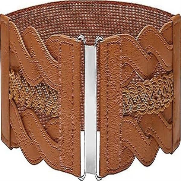 3 Inches Wide Elastic Braided Vintage Buckle Belt Carousel 1