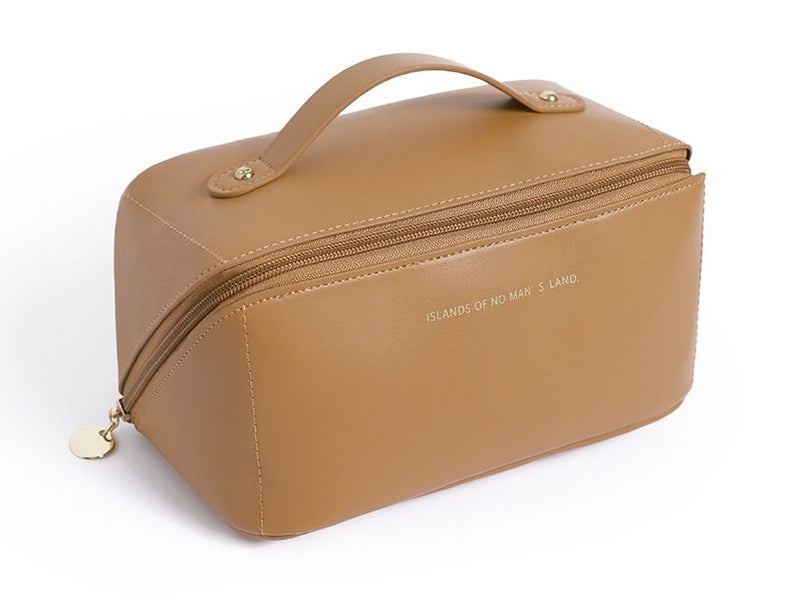 Leather Cosmetics Bag Makeup Bag Toiletry Pouch, Large Capacity Shell Cosmetics Carousel 1
