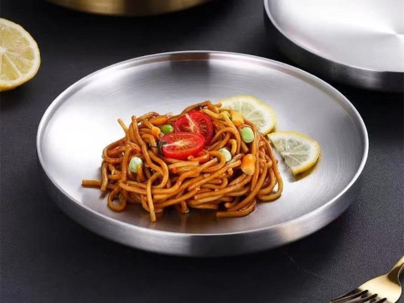 Barbecue Plate, Steak Tray, Spaghetti Tray, Stainless Steel Plate, Double Layer Carousel 2