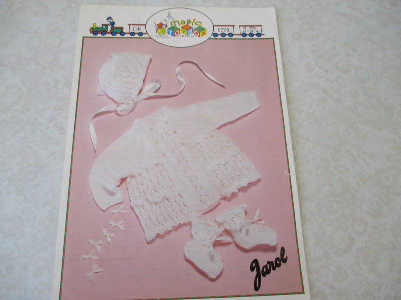 Baby Knitting Pattern - Jarol Matinee Coat, Bonnet and Bootees Carousel 1