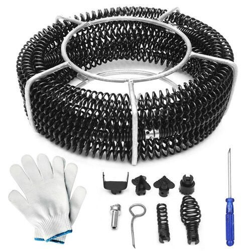 Plumber Drain Snake Pipe Pipeline Sewer Cleaner 12M 6 Drill Bit Tool Carousel 1