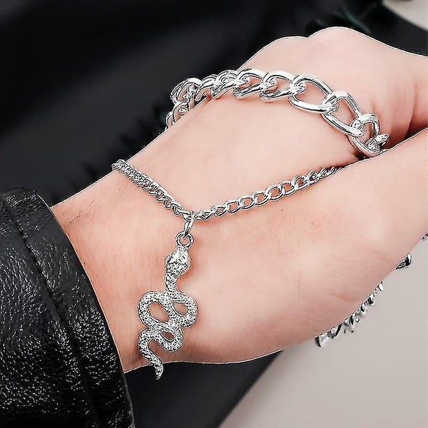 Vintage Double Layer Snake Pendant Alloy Necklace/ Gold Silver Color Punk Chunky Carousel 5