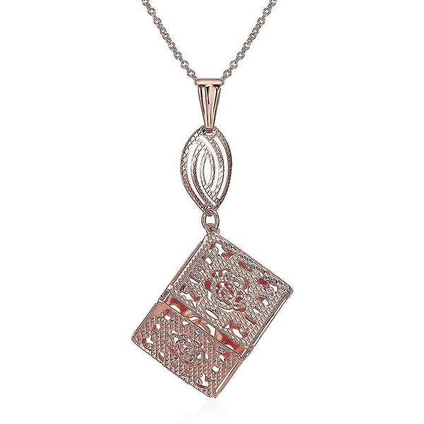 K Gold Zircon Necklace Square Hollow Pendant Classic Style Ladies Necklace Rose Carousel 1