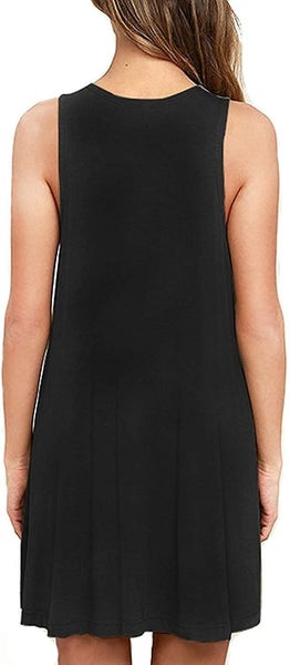 Women Summer Casual Round Neck T Shirt Dresses Beach Cover Up Plain Tank Dress Carousel 1