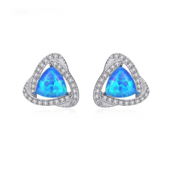 925 Sterling Silver Premium Crystal Opal Earrings "Eleanor" (Dark Blue) Carousel 2