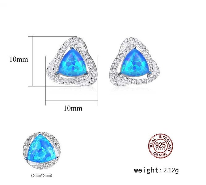 925 Sterling Silver Premium Crystal Opal Earrings "Eleanor" (Dark Blue) Carousel 6