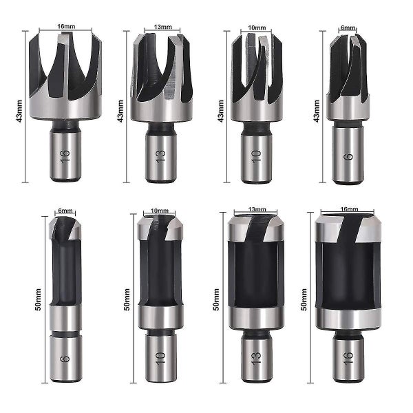 8pcs High Carbon Steel Drill Wood Plug Tenon Drill Bit Cutter Woodworking Tool Carousel 2