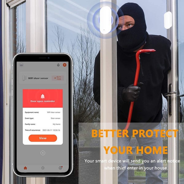 Wifi Door And Window Sensors tuya Smart Alarm With Free Notification App Contro Carousel 5