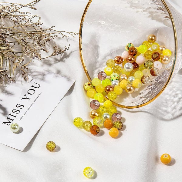 720pcs 24 Color 8mm Round Glass Beads Mixed Style Yellow Bracelet Beads Bulk Loo Carousel 2