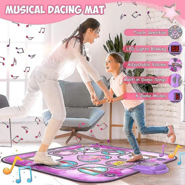 Musical Dancing Mat For Kids Girls With Led Light Blinking 6 Game Modes Touch Carousel 2