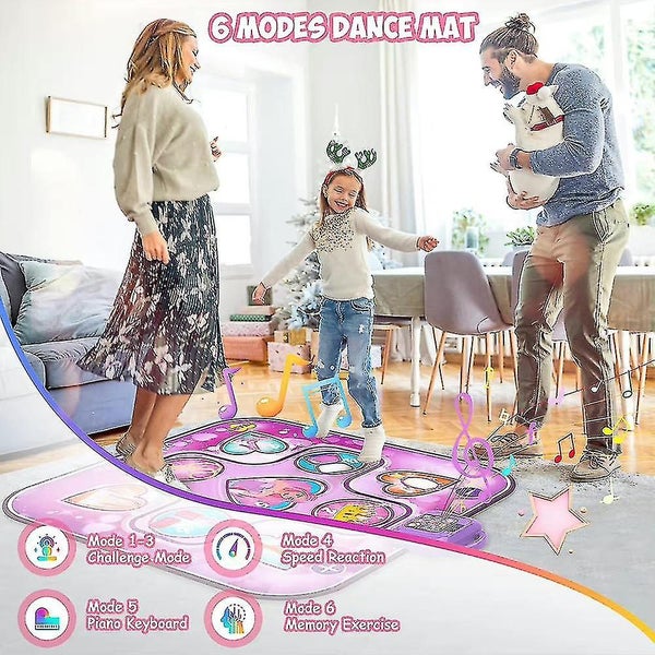 Musical Dancing Mat For Kids Girls With Led Light Blinking 6 Game Modes Touch Carousel 5