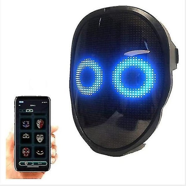 Diy Mask Bluetooth Led Lights Up Display Party Picture Editing Animation Tex t Carousel 1