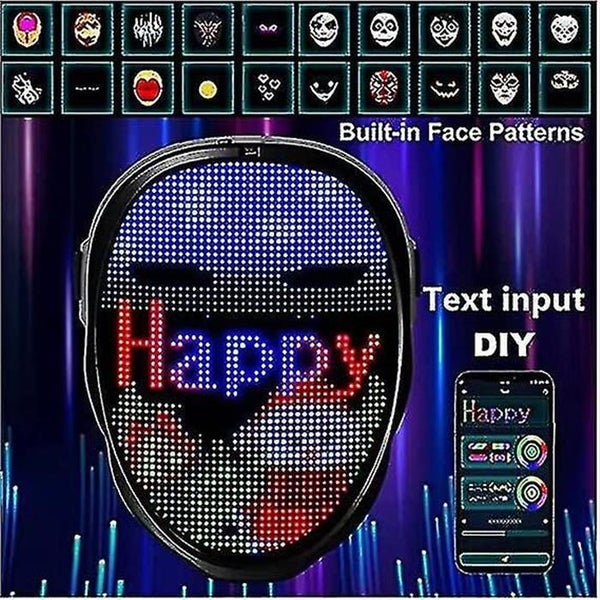Diy Mask Bluetooth Led Lights Up Display Party Picture Editing Animation Tex t Carousel 5